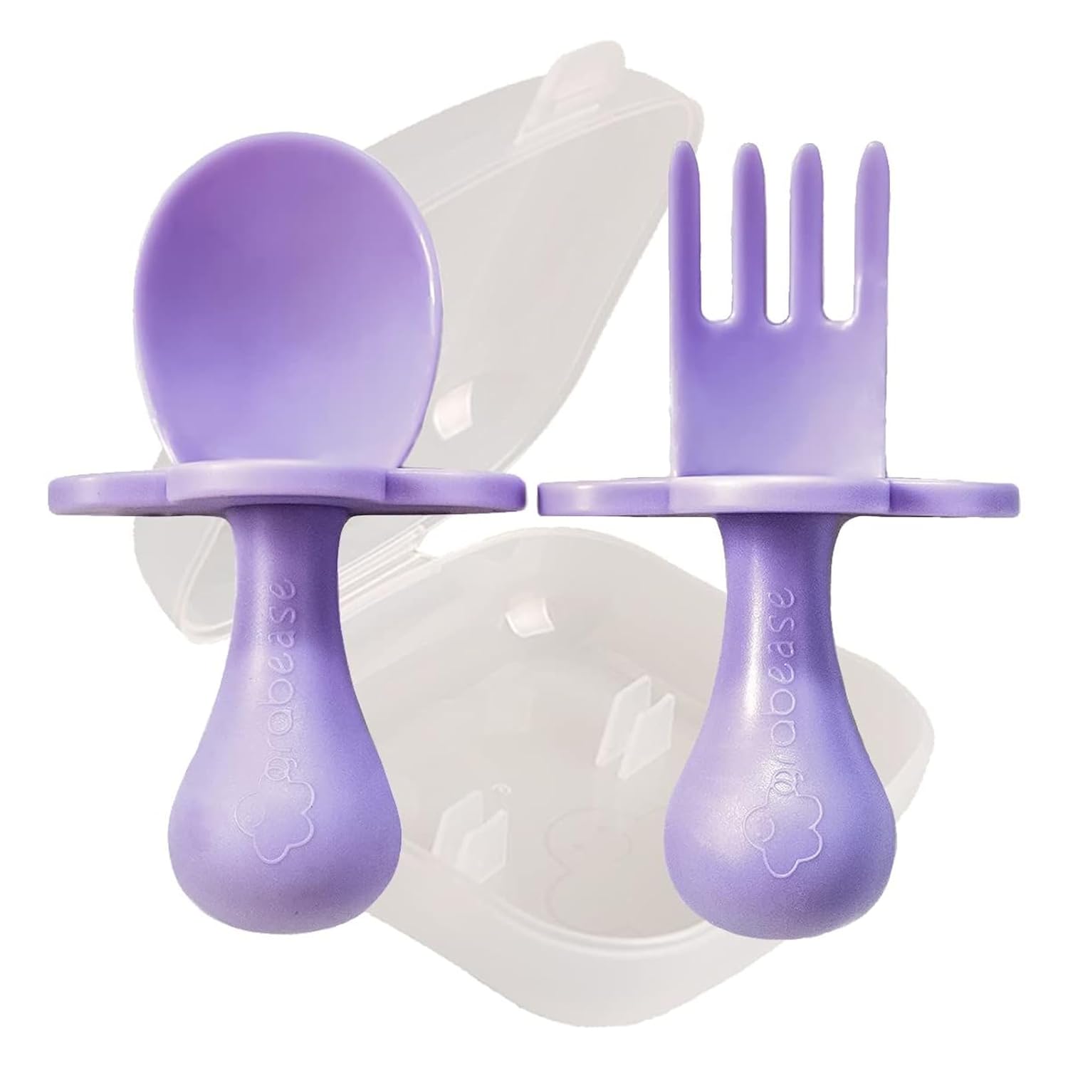 Grabease Toddler Baby Feeding Utensils Set - Lavender Forks and Spoons