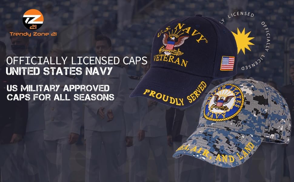 Trendy Zone 21 US Navy Hat for Men Women - Officially Licensed