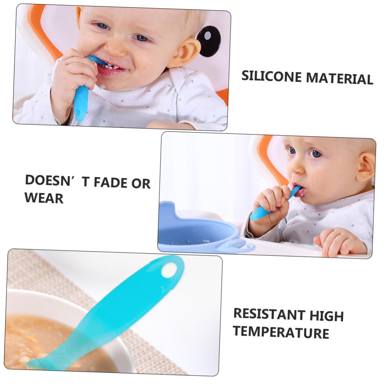 2PCS Safe Silicone Training Spoons for 1-Year-Olds