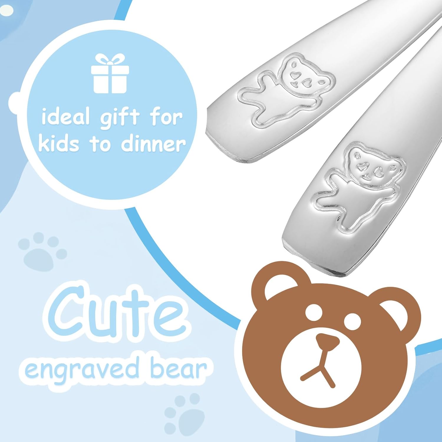 Sturdy stainless steel toddler utensils for self-feeding