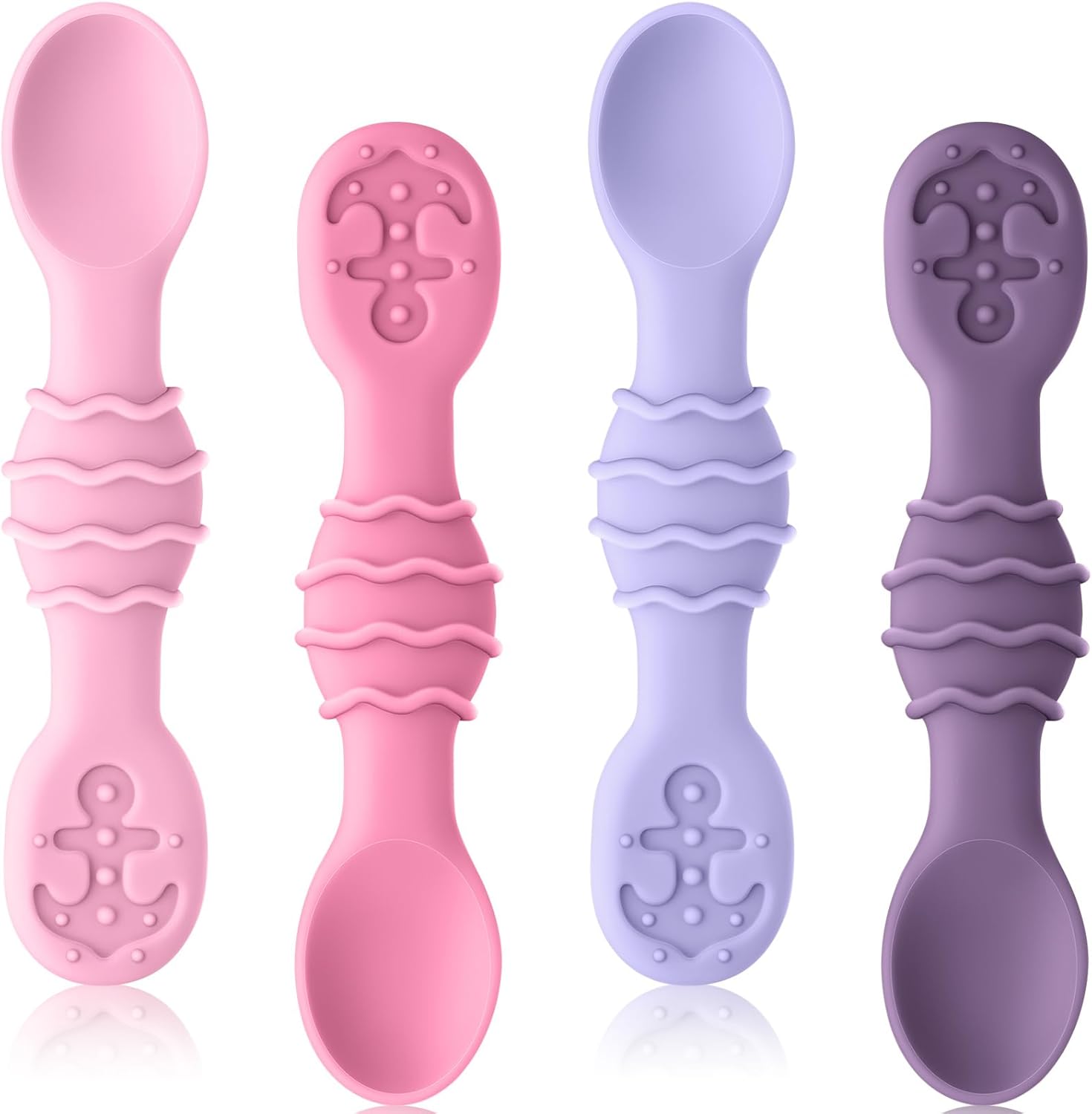 4-Pack Lollipop Pink Sil Baby Spoons Qkie