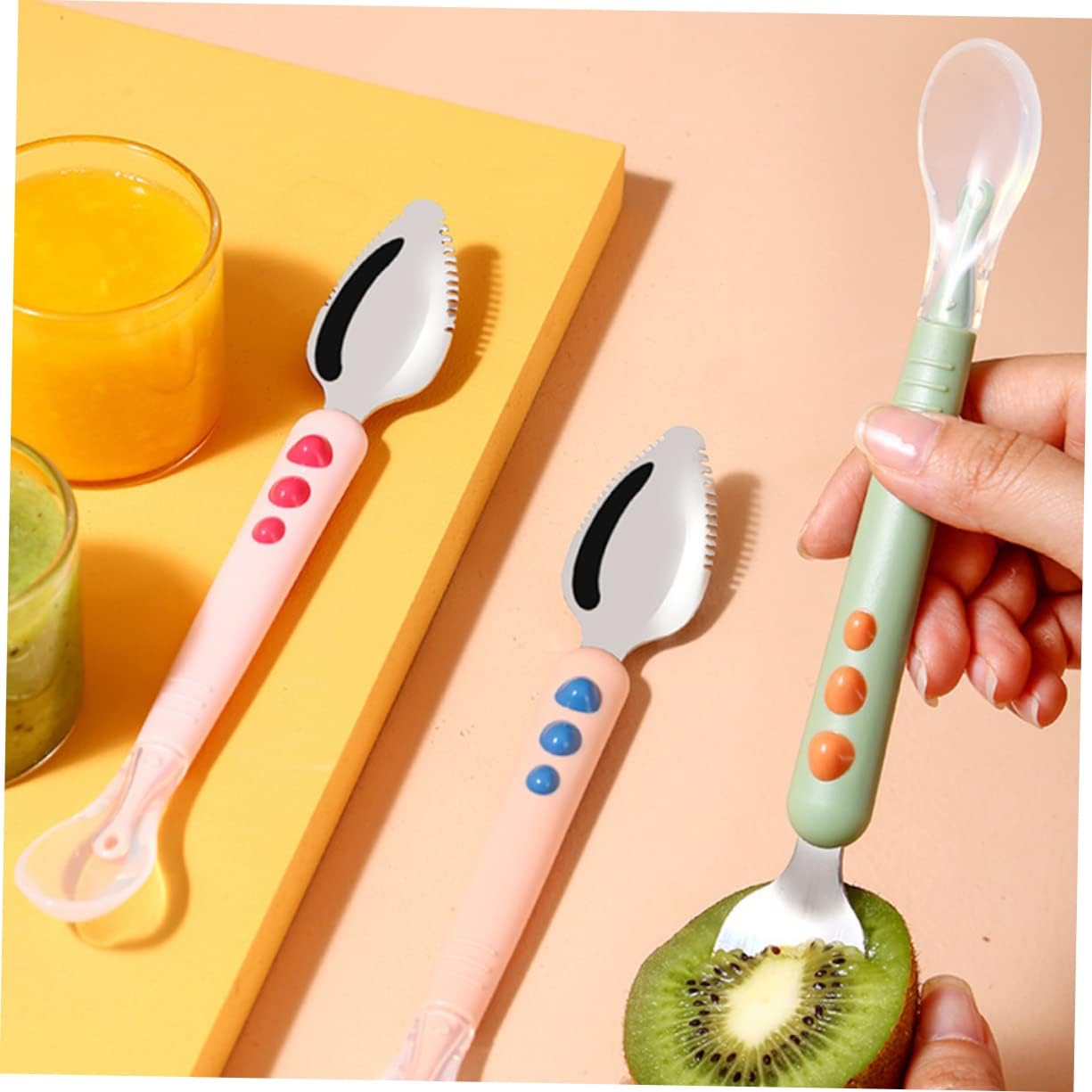 HD Double Head Feeding Spoon Soft-Tip Fruit scraper for babies