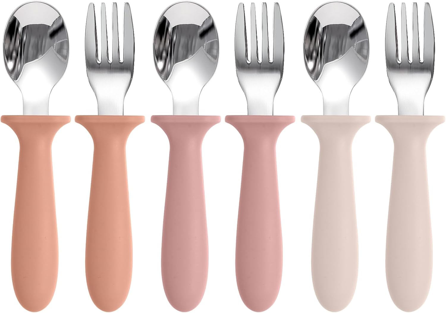 Eascrozn Toddler Spoons and Forks Set - 6-Piece Silverware for Kids