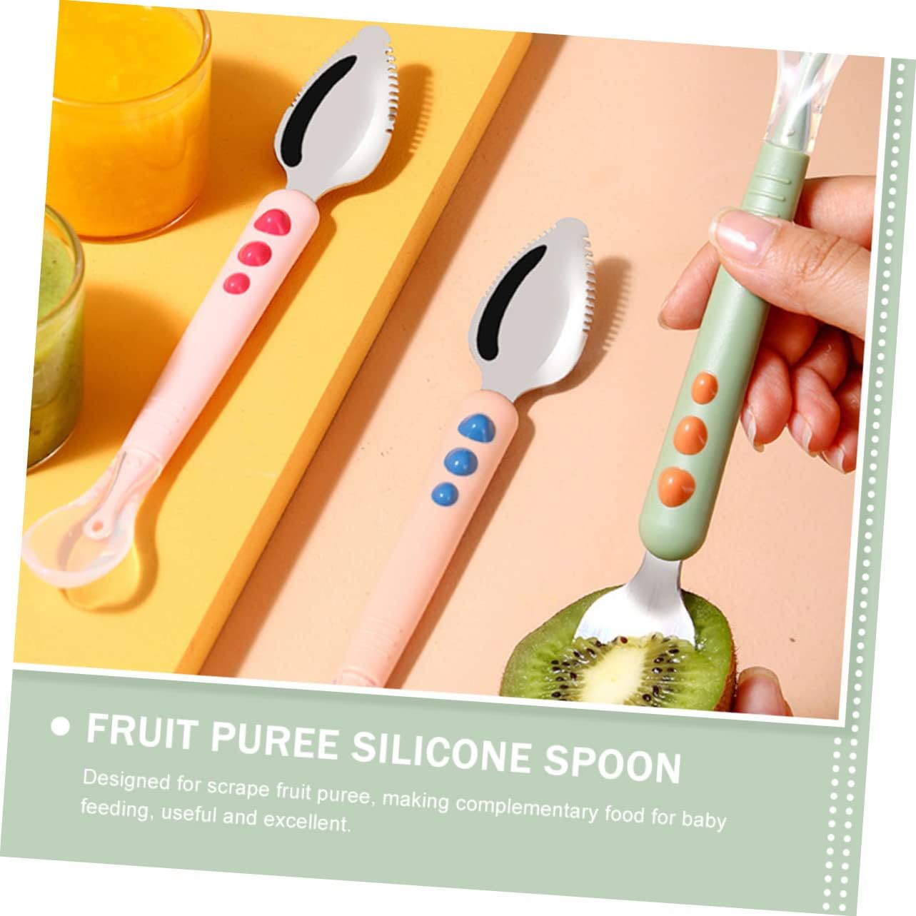 Spoon Puree Double Head Silicone Feeding Spoon