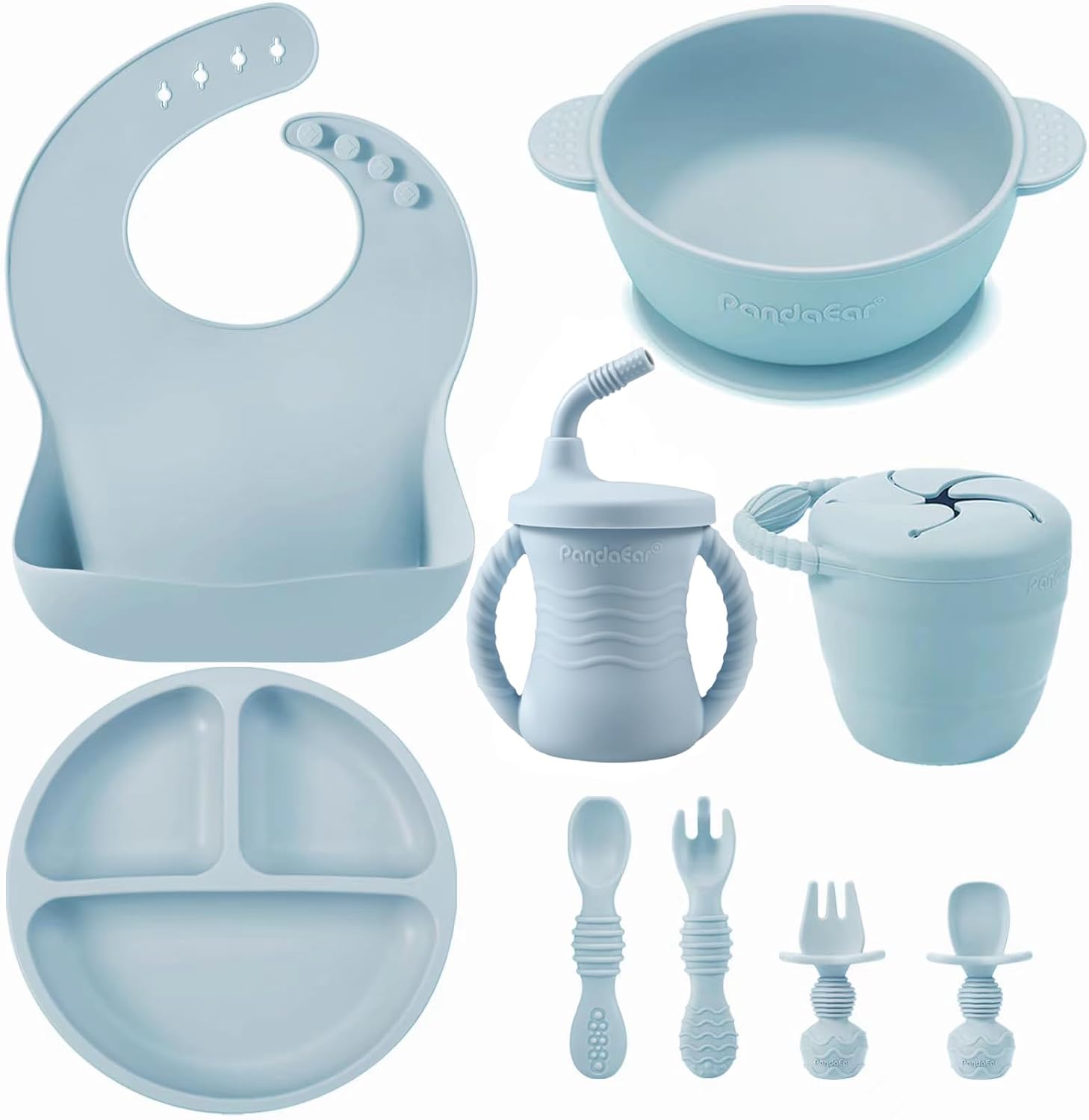 PandaEar Silicone Baby Feeding Set 9PCS Baby Led Weaning Supplies