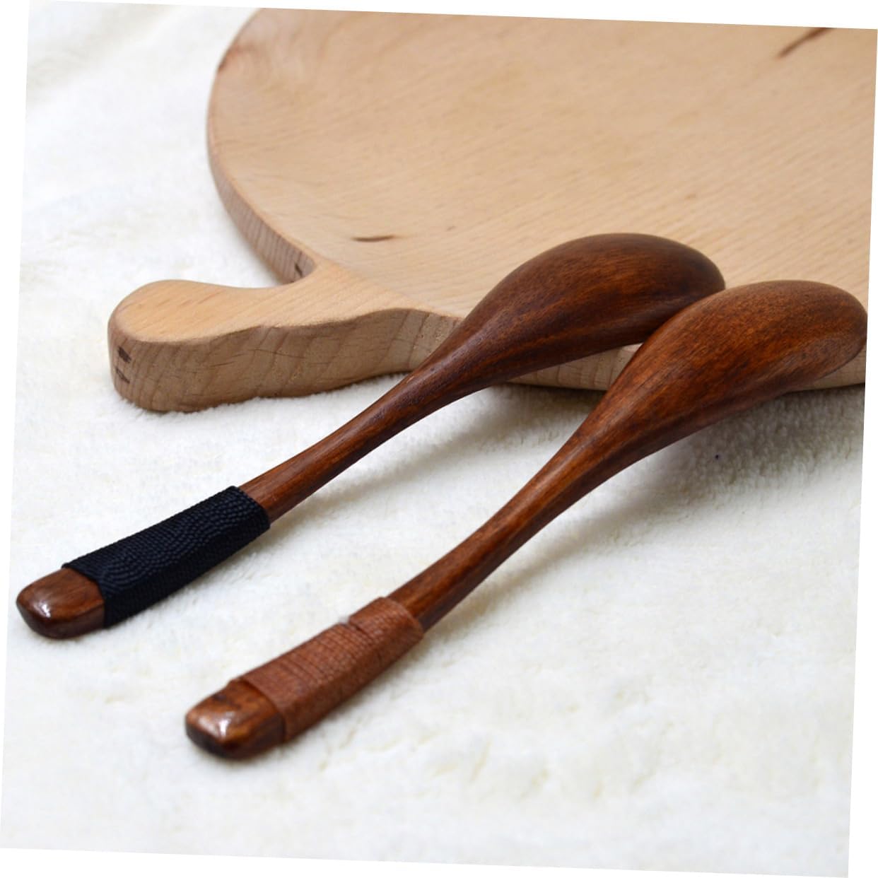 KICHOUSE Wooden Serving Utensils 4pcs Innocuous Safe Perfect for Baby Kids Handles