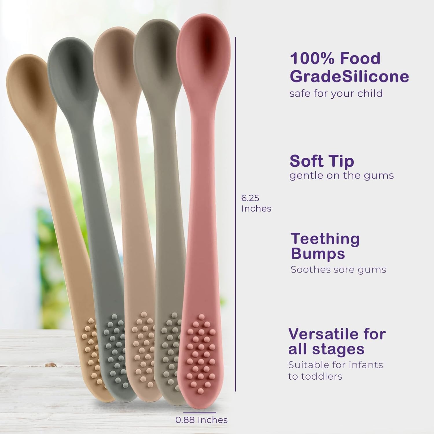 Adapt BPA-Free Silicone Baby Spoons Soft Gentle Safe for Gums