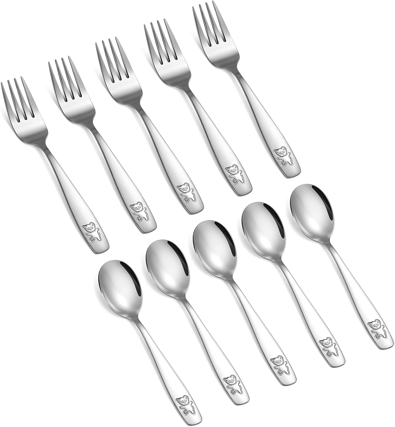Sturdy stainless steel toddler utensils for self-feeding