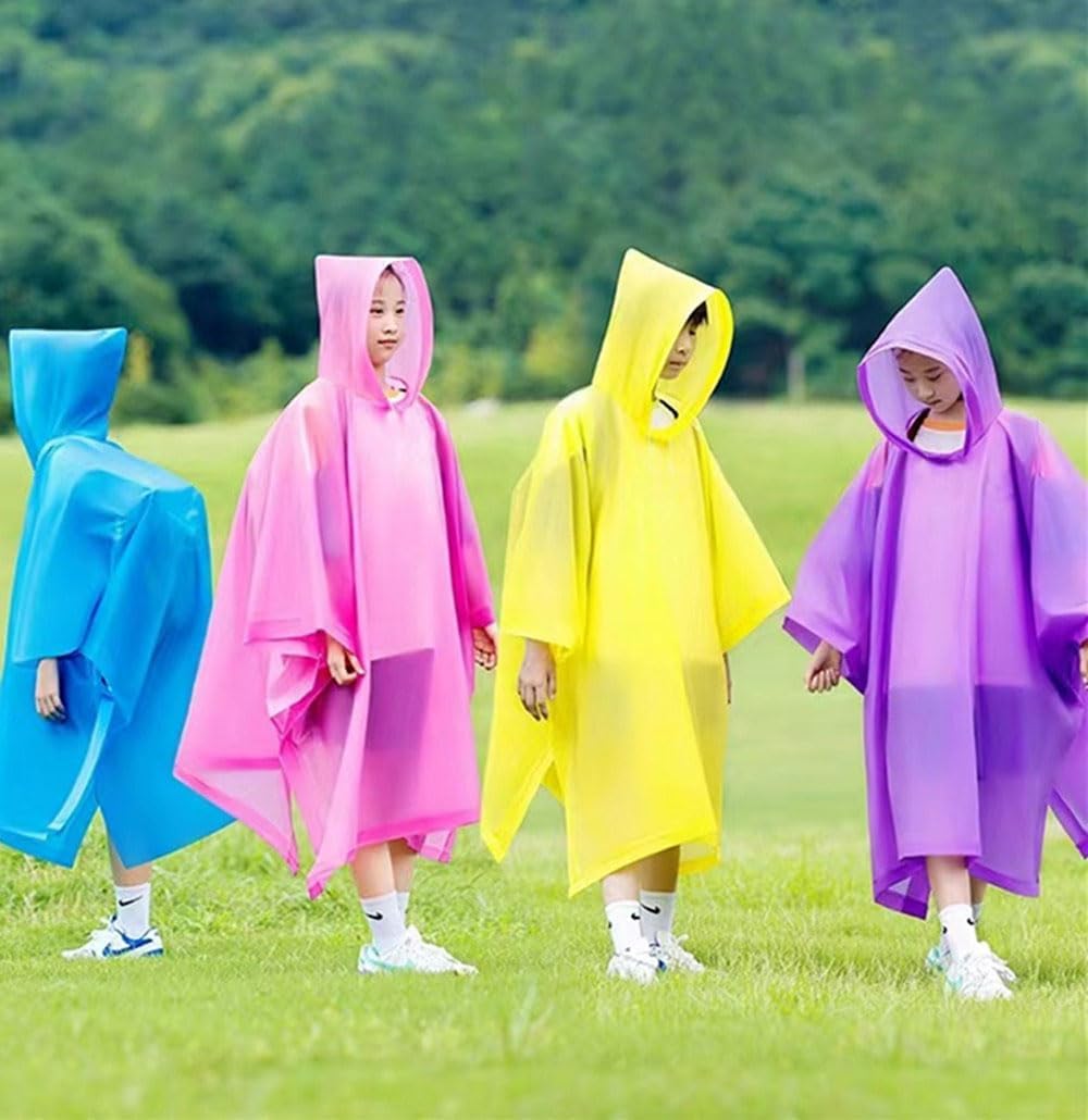 Perfect for Rain Waterproof EVA Rain Poncho for Kids 2-Pack