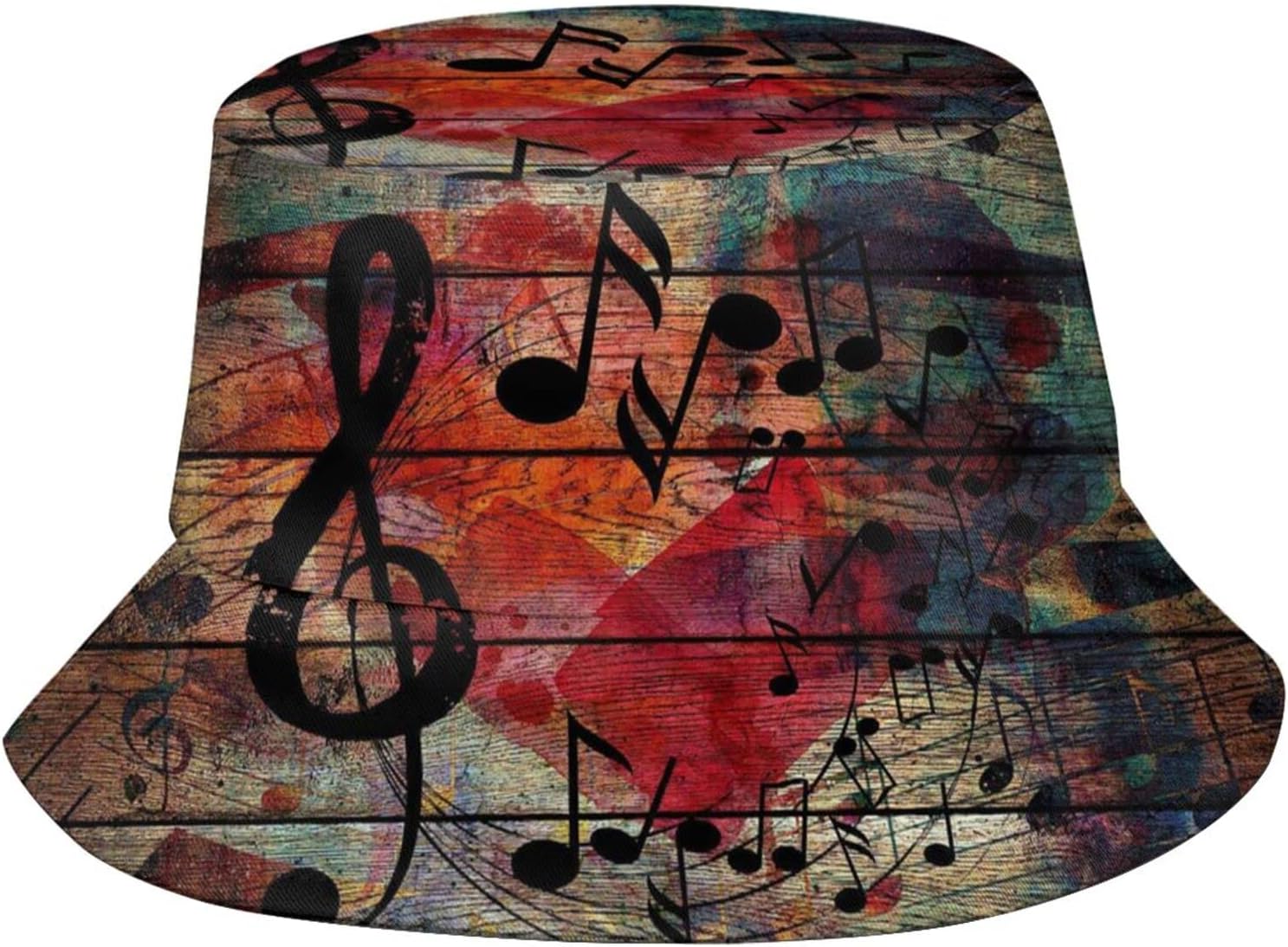 Summer Bucket Hat with Musical Note Print