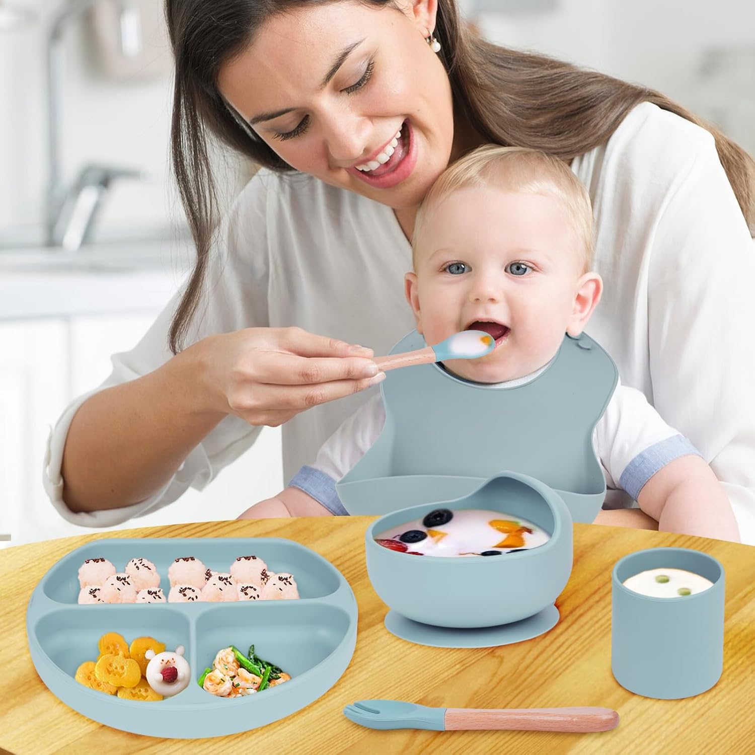 Silicone Baby Feeding Set 6 Pcs BPA-Free for 6 Months