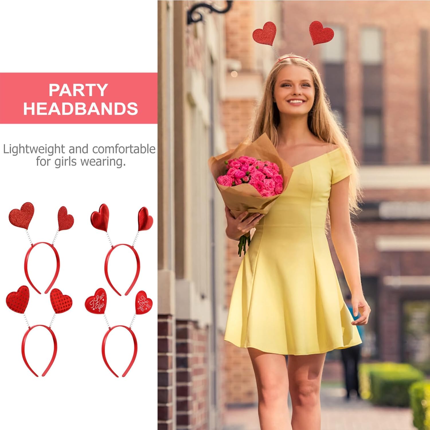 Beaupretty Red Sequin Heart Headbands