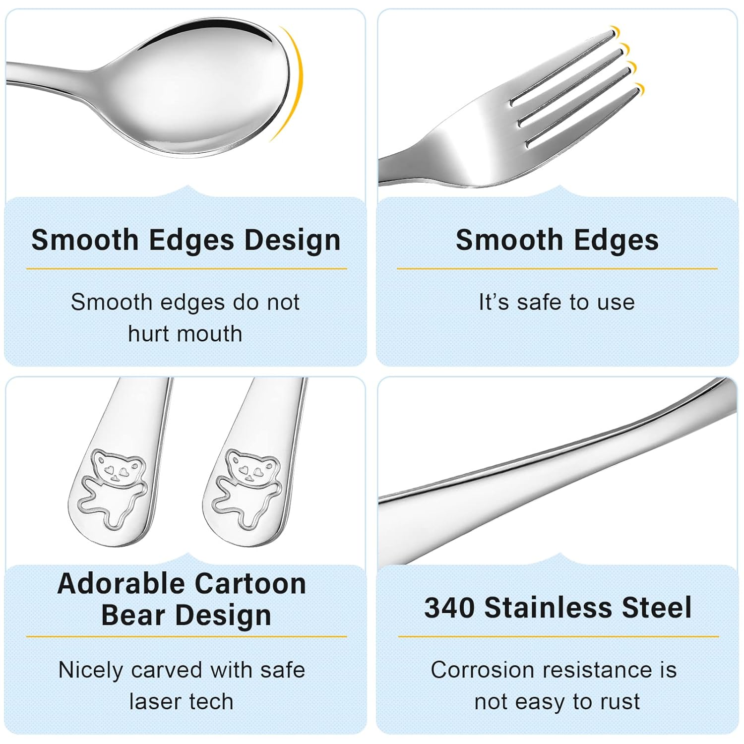 24-Piece Stainless Steel Flatware Set for Toddlers