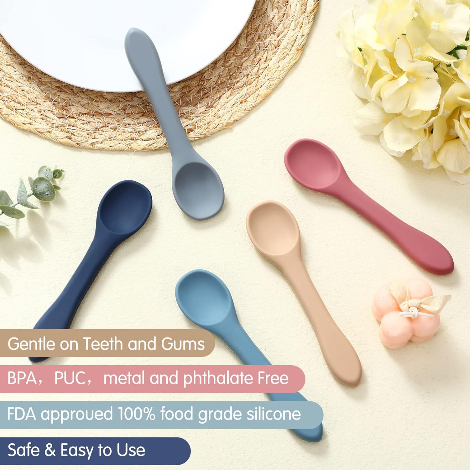 5-Piece Silicone Baby Spoons for Toddlers