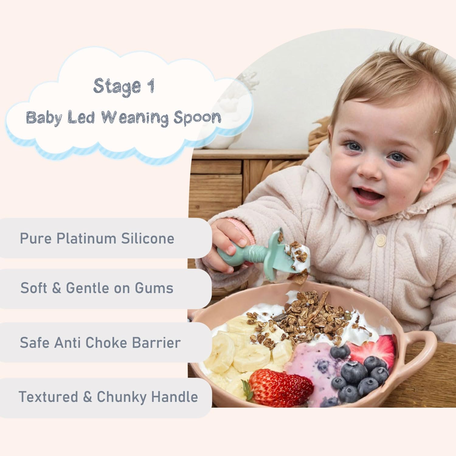 Ginbear Platinum Silicone Baby Spoons