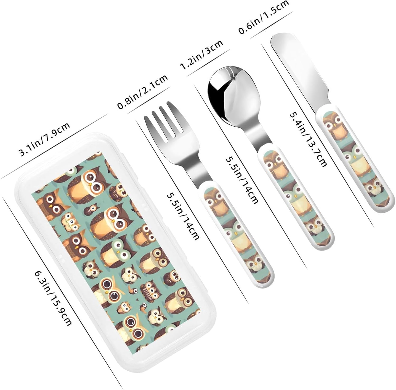 Stainless SteelOWls Set for Dining Travel