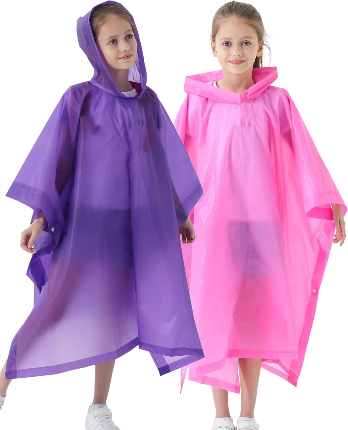 Perfect for Rain Waterproof EVA Rain Poncho for Kids 2-Pack