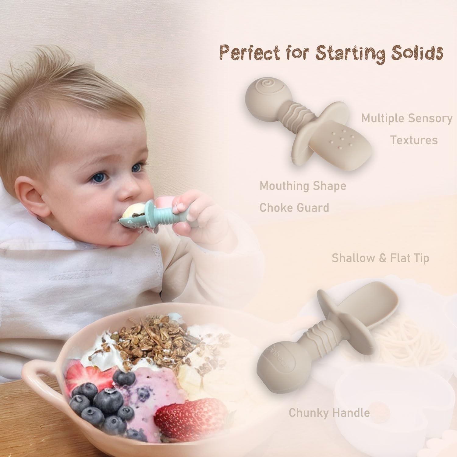 Ginbear Platinum Silicone Baby Spoons