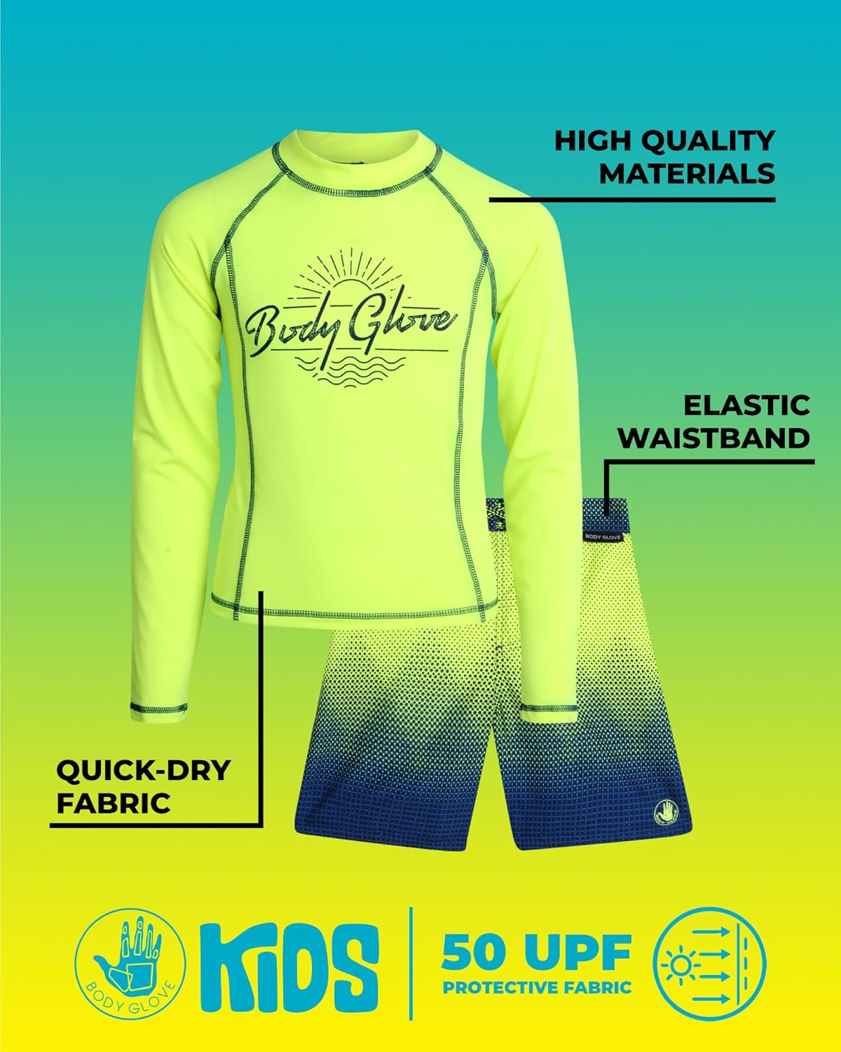 Body Glove Boys Rash Guard Set Perfect Protection for Swimming Beyond