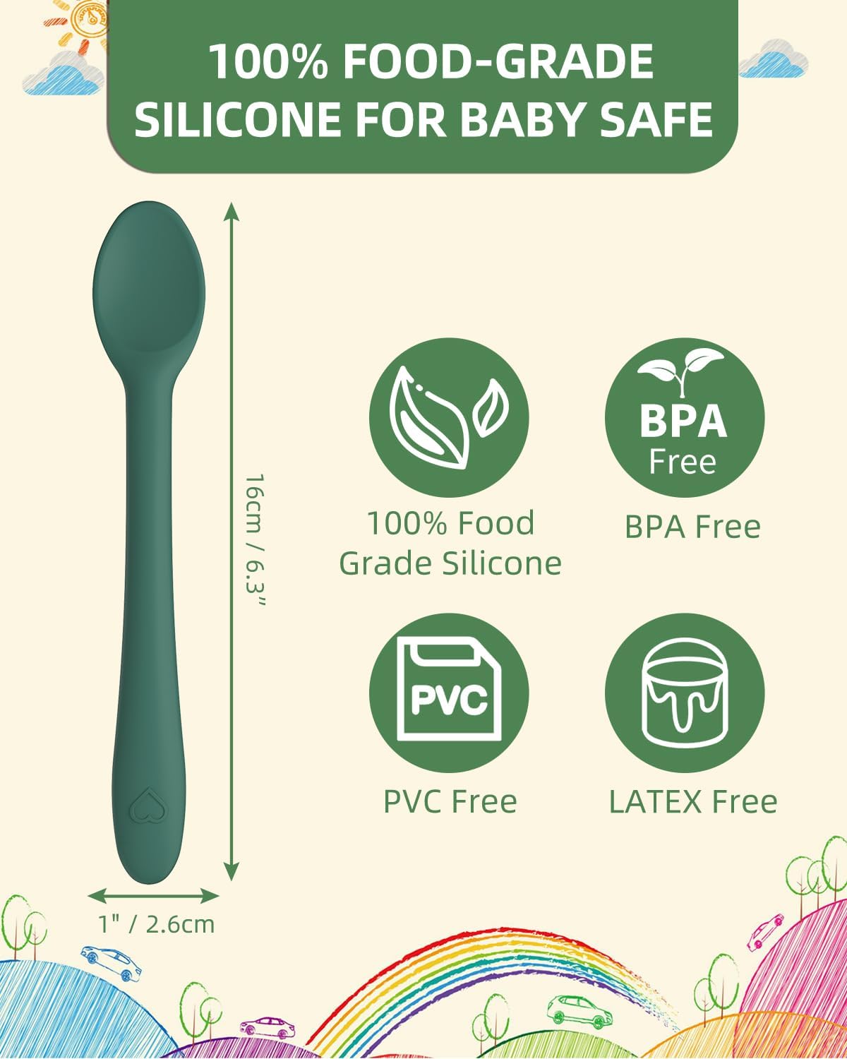 Perfect Silicone Baby Feeding Spoons - Stage 1