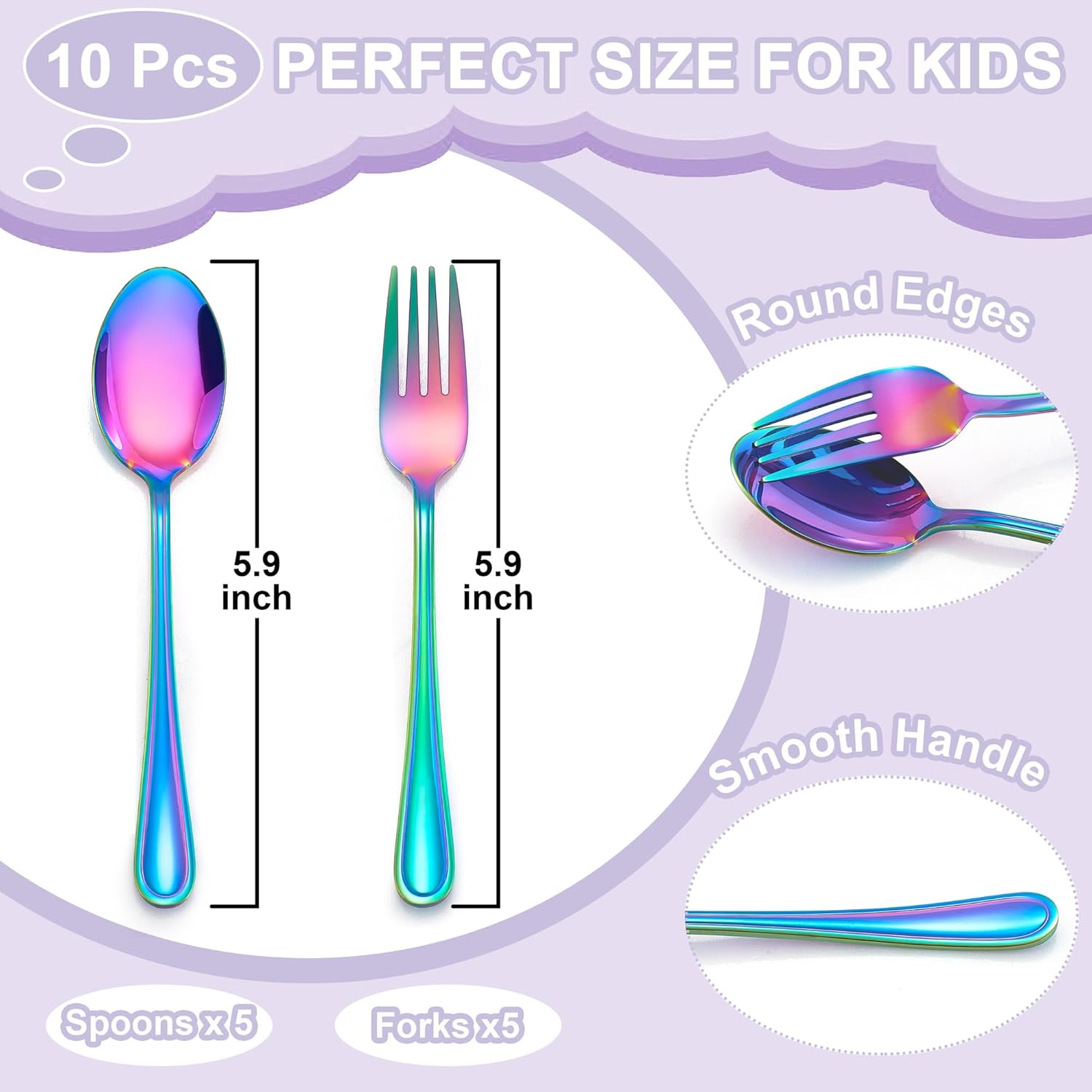 E-far 10-Piece Rainbow Toddler Utensils Set