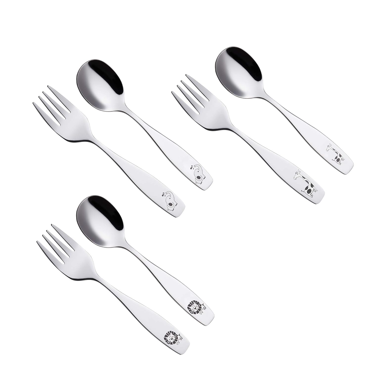 Annova Kids Silverware 6 Pieces Safari Animal Flatware Set