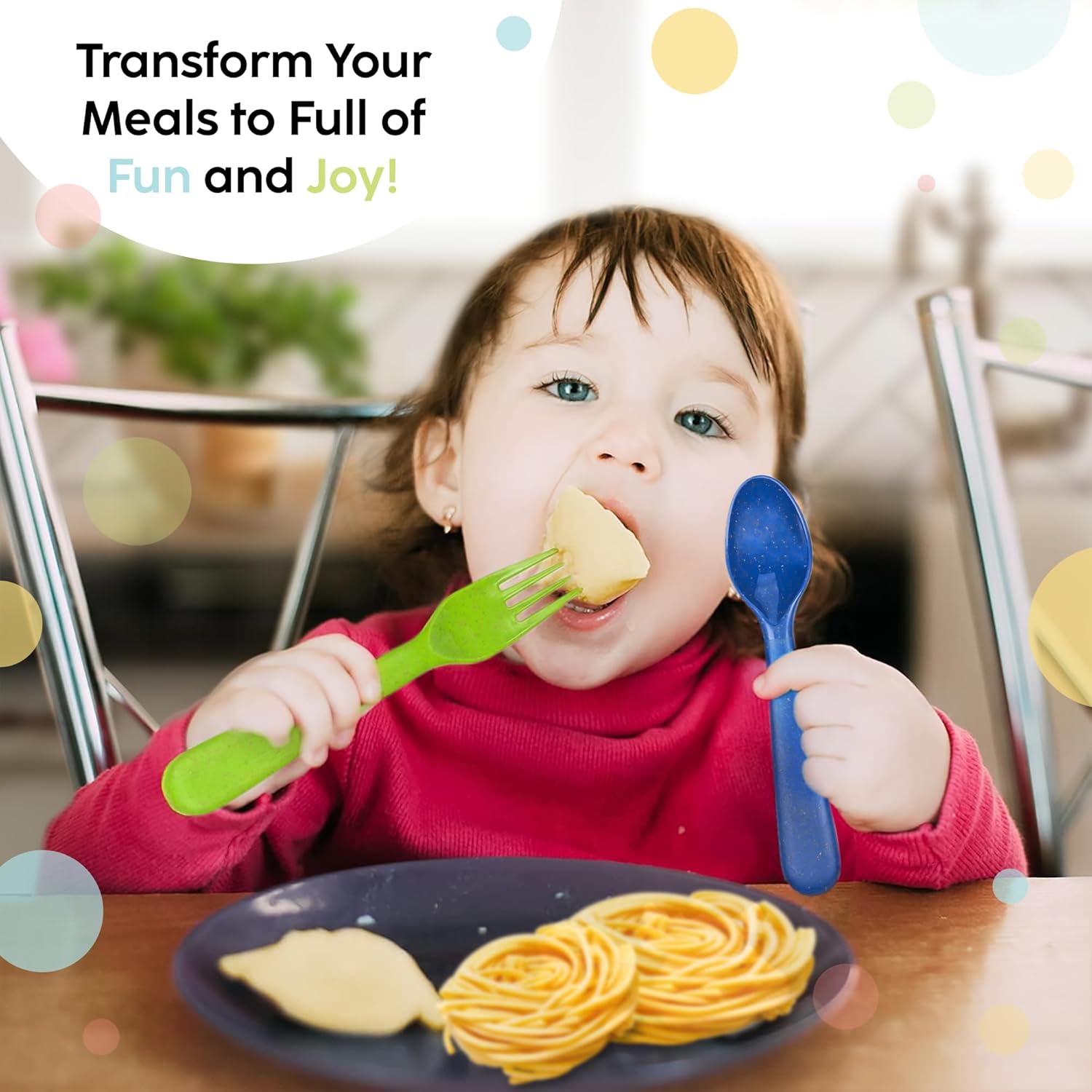 Wheat Straw Toddler Utensils Set - Safe Durable and Adorable for Kids