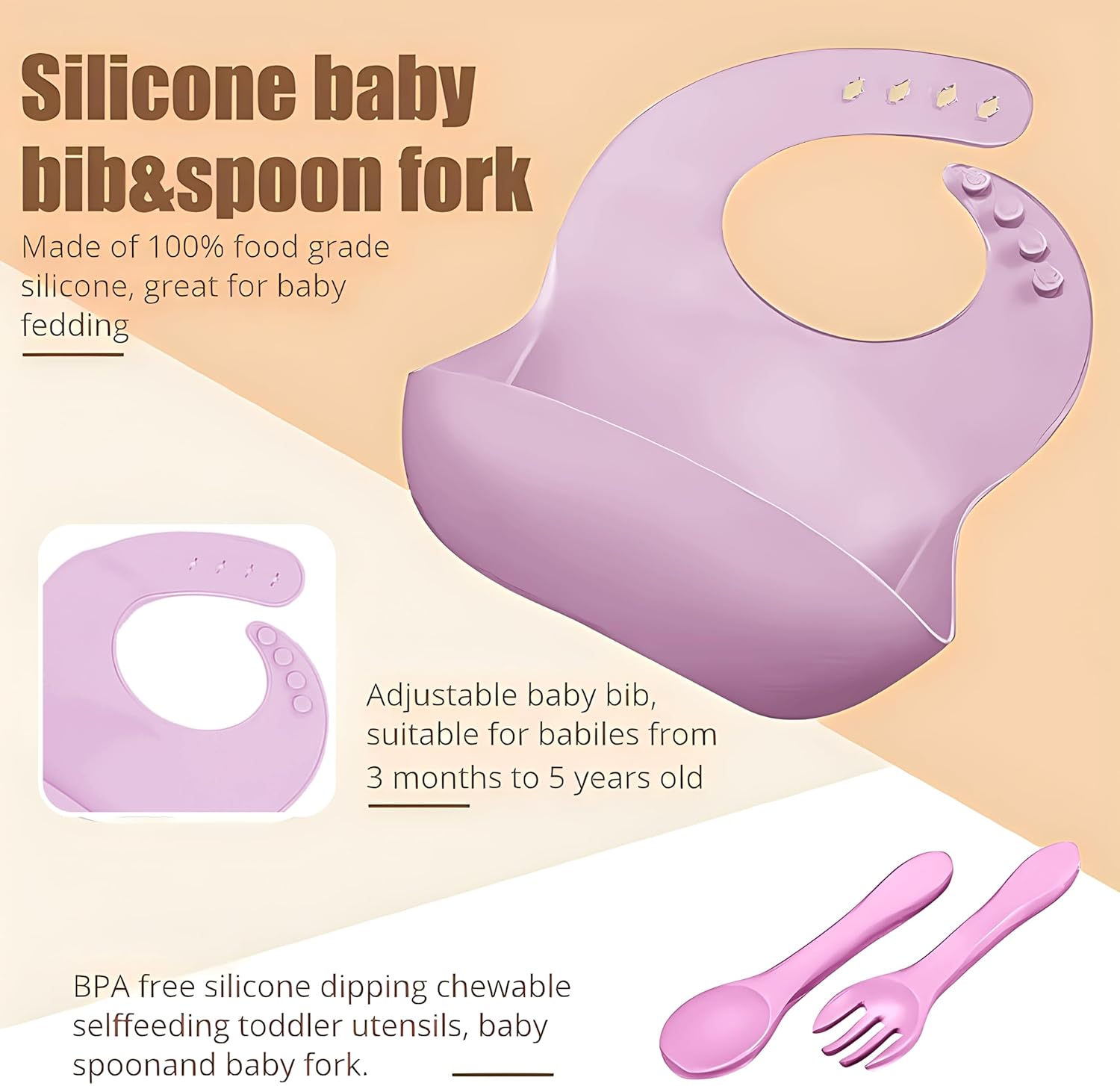 Safe Silicone Baby Feeding Set 3 Months No BPA Dishwasher Safe
