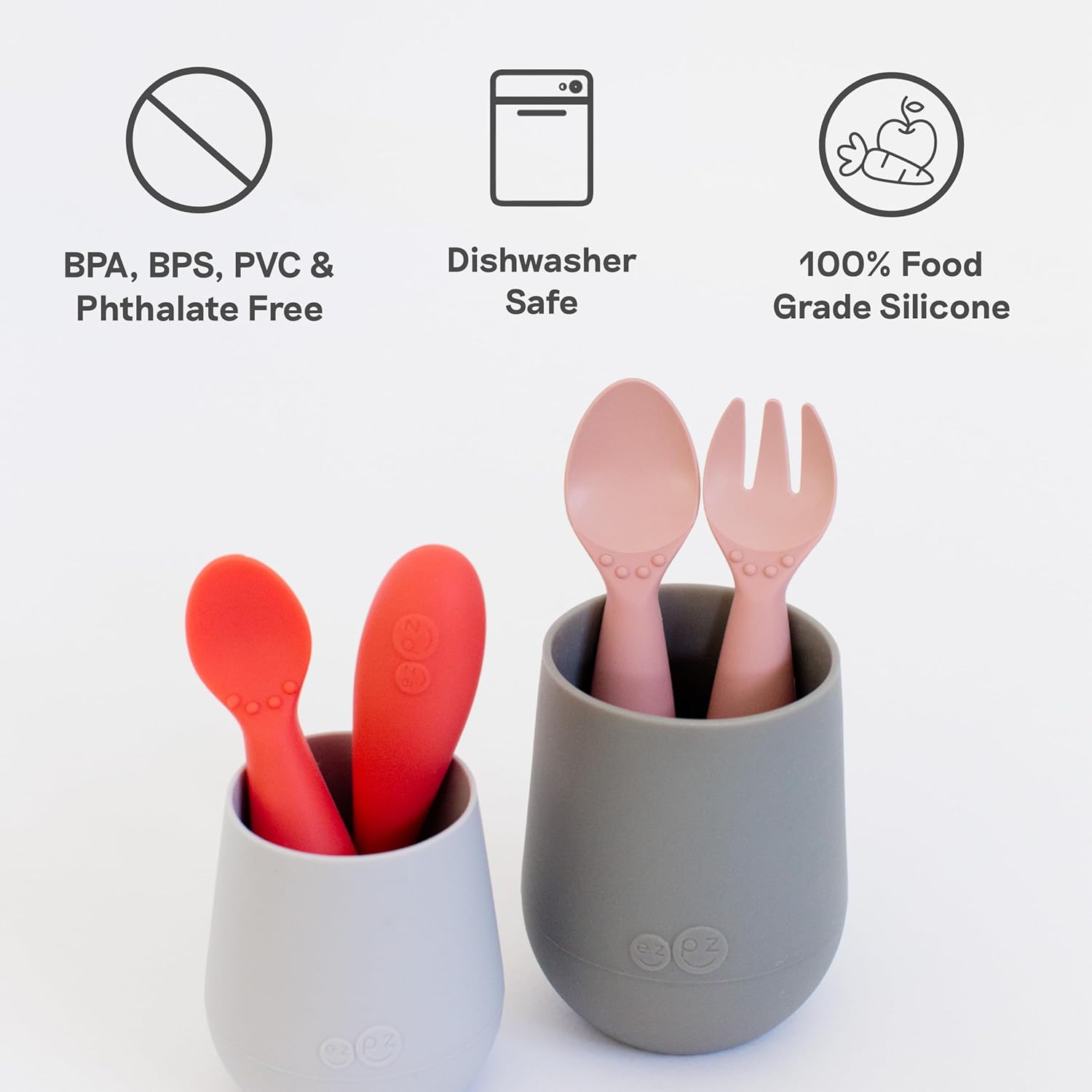 ezpz Mini Utensils for Toddler Blush Color
