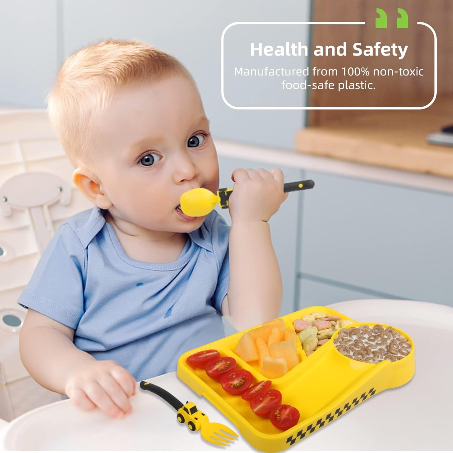 Construction Toddler Utensils - yellow