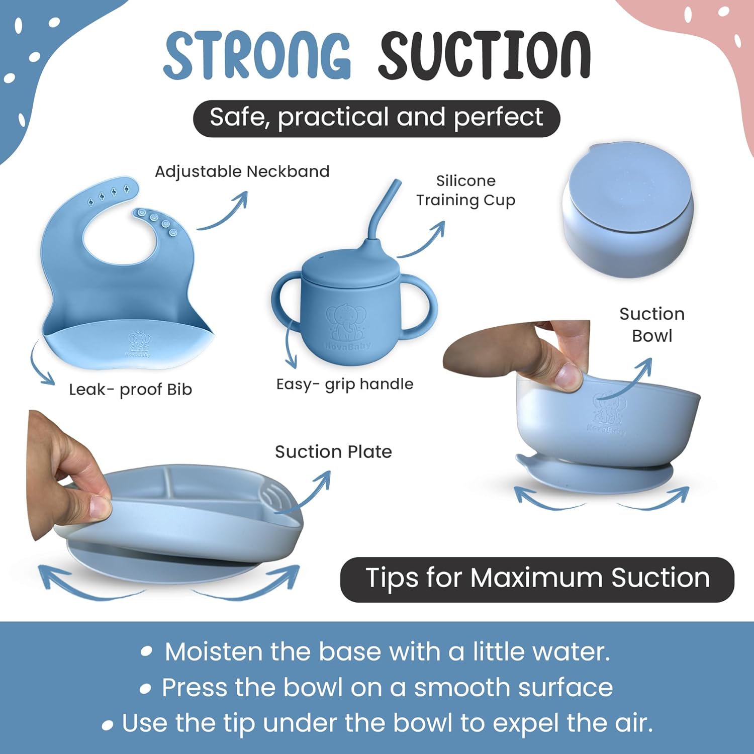 NOVABABY Silicone Feeding Set - Healthier Safer for Babies