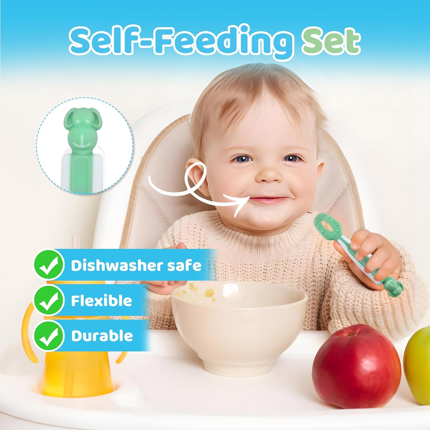 babystUFF Silicone Spoon Feeding Set