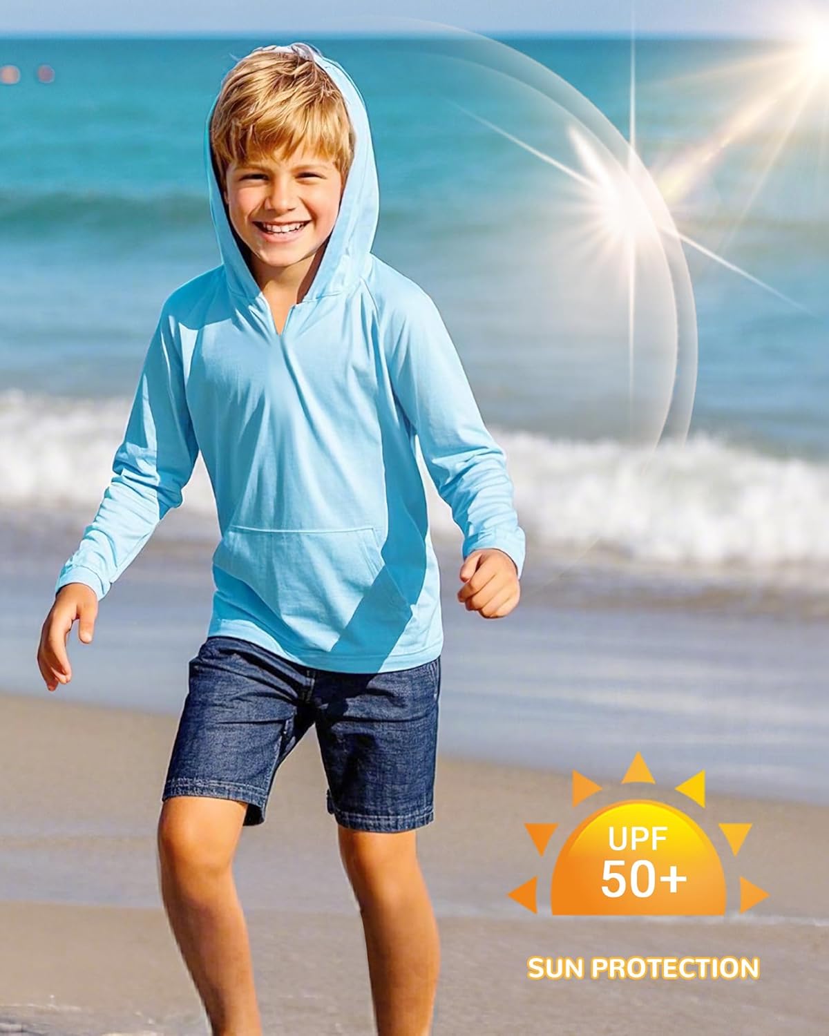 Boys Rash Guard Long Sleeve Hoodie