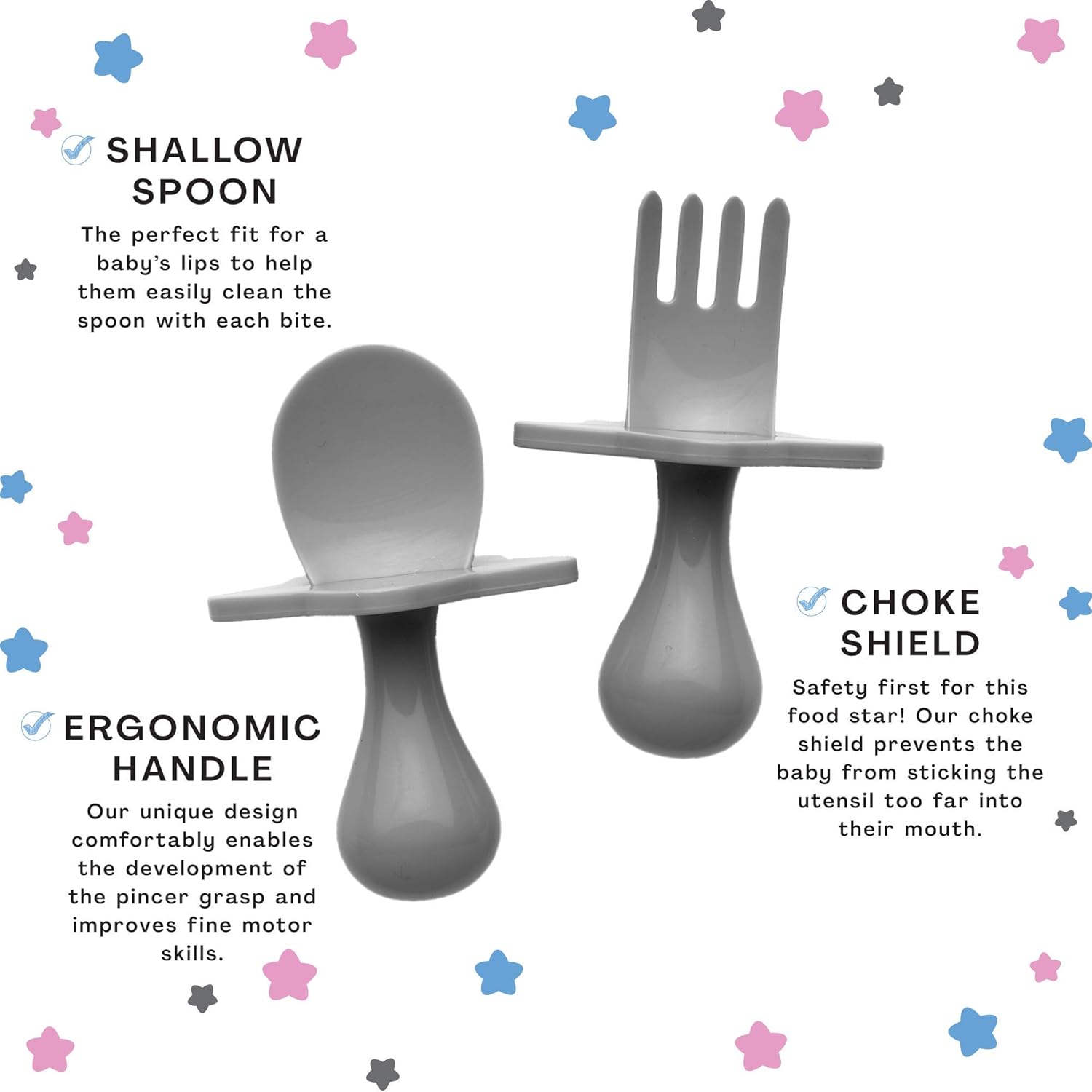 ElliNooli Toddler Utensils Set for Self-Feeding Safe Ergonomic