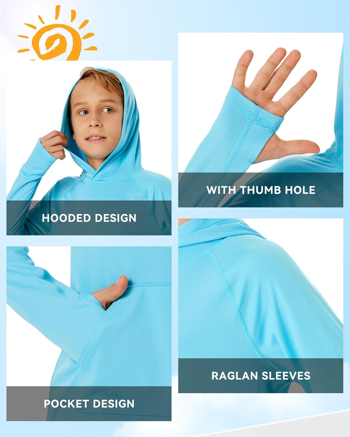 Boys Rash Guard Long Sleeve Hoodie