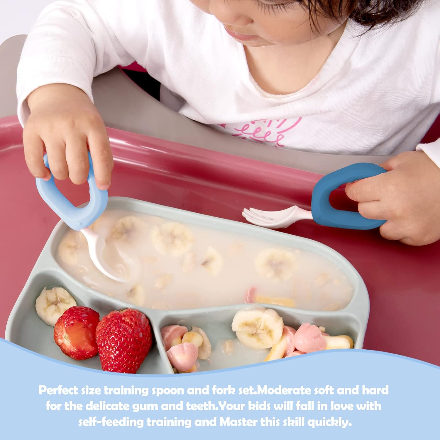 HIWOOD Baby Training Utensils Set with Travel Case
