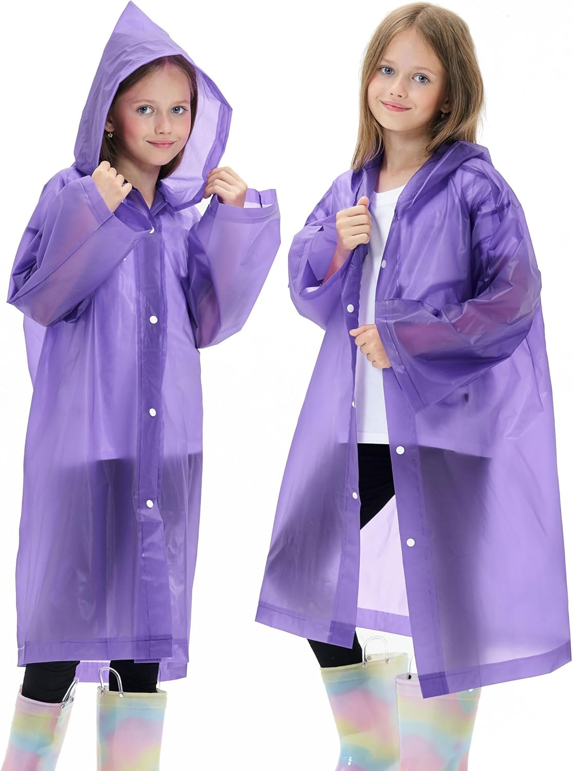 HOOMBOOM 2 Pack Reusable Waterproof Raincoats for Kids