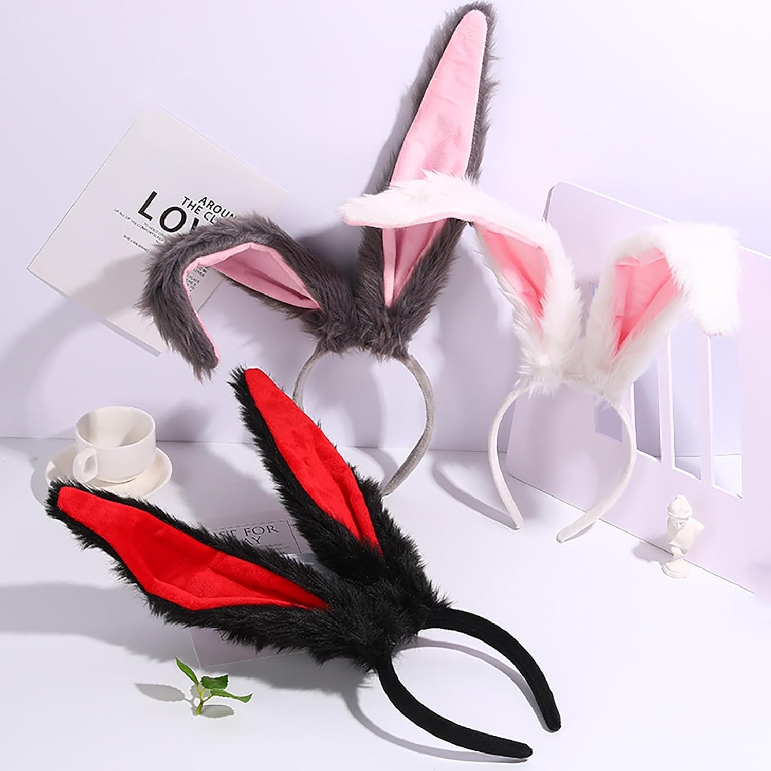 Easter Bunny Rabbit Ears Plush Headband for Women Halloween costume accessory