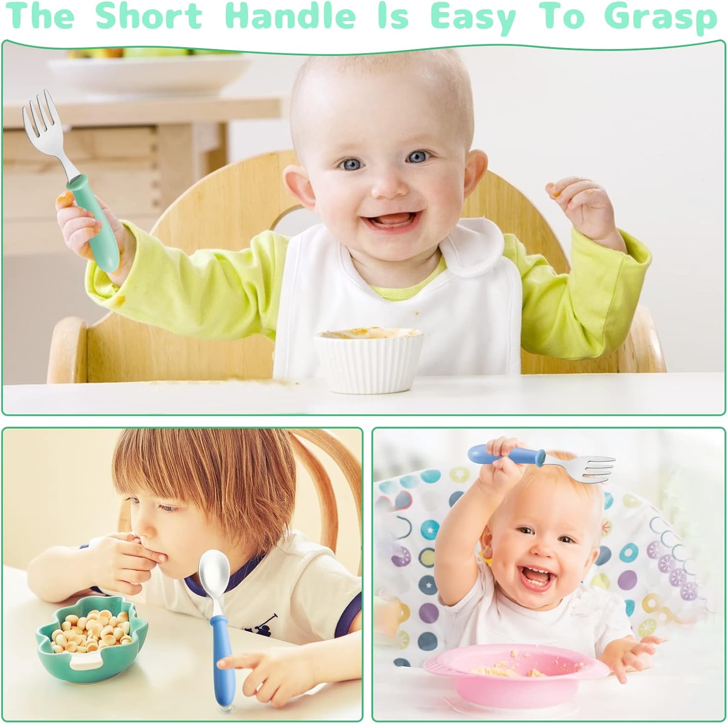 12-Piece Stainless Steel Toddler Flatware Set Self-Feeding BPA-Free