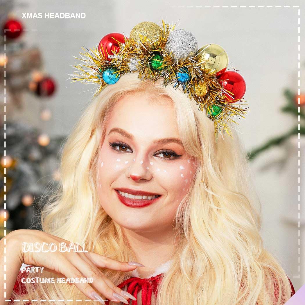 Glowing Christmas Headbands AcenailMirror Ball Christmas Accessories for Women