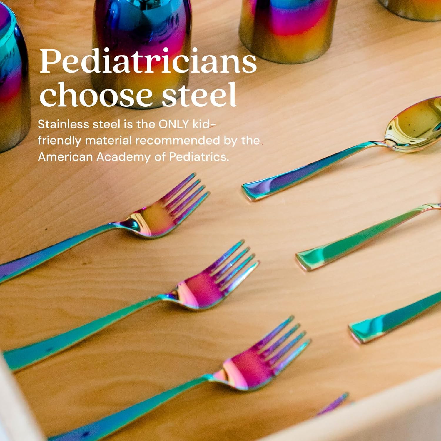 Ahimsa Stainless Steel Fork Spoon Set for Kids