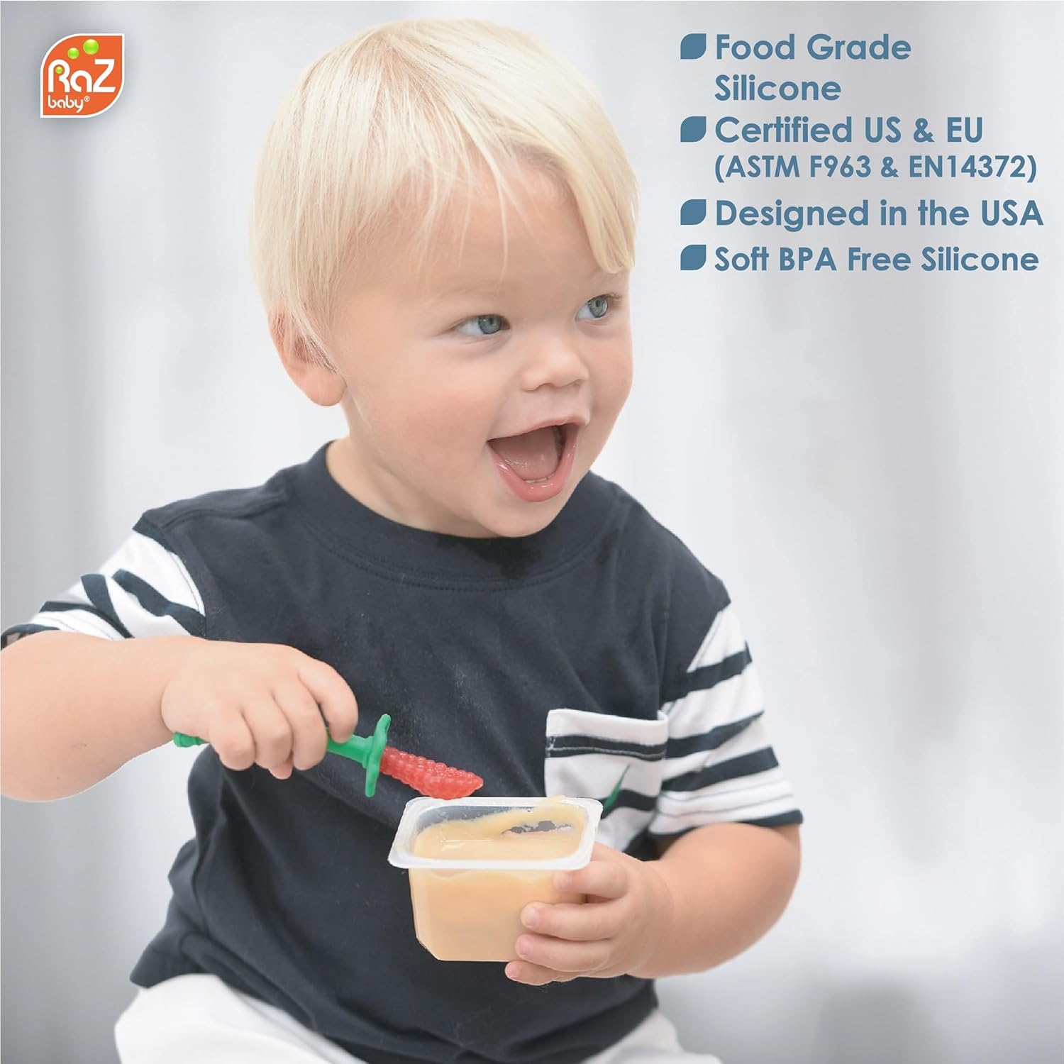 RAZBABY Baby Training Spoon Red Blue 6 Months