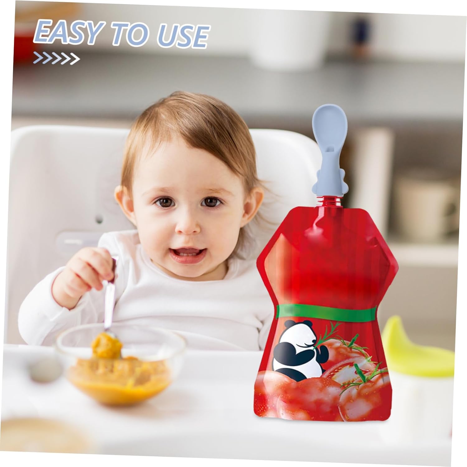 4-Piece Silicone Food Pouch Squeeze Spoon Set for Babies