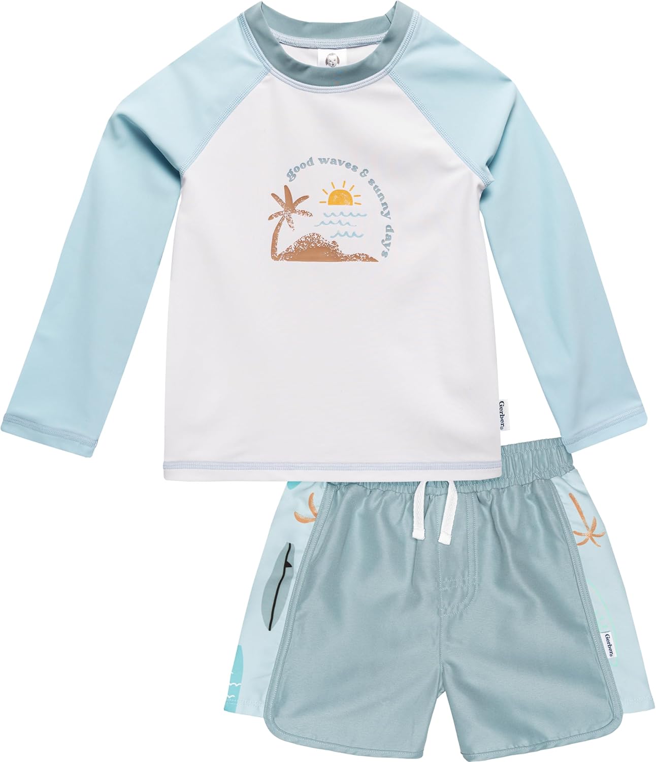 Gerber Baby Boys Toddler Long Sleeved Rashguard Swim Set