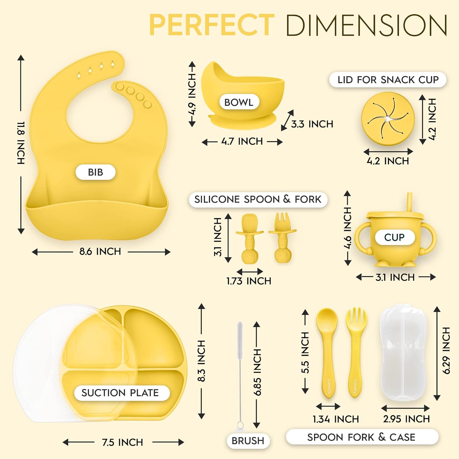 CY Company Silicone Baby Feeding Set 11Pcs Yellow