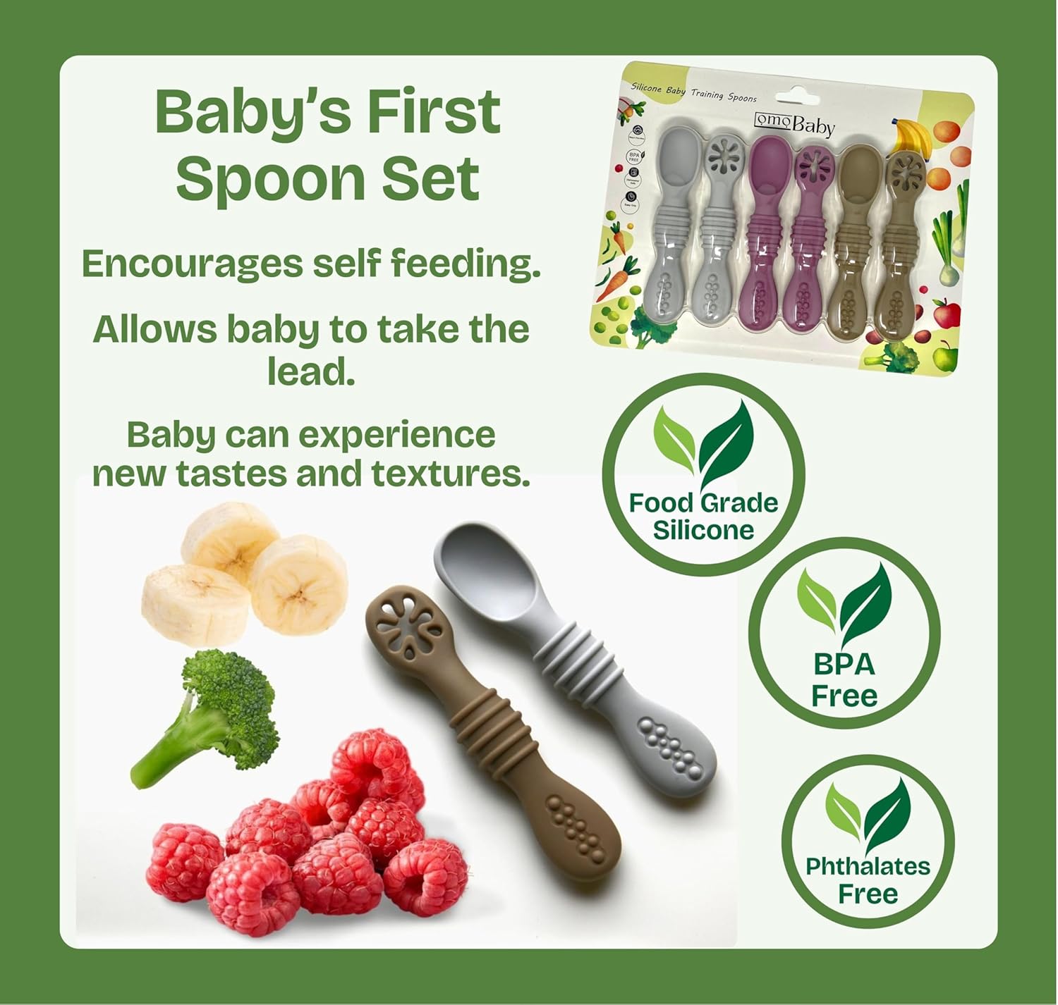 OMOBABY 6-Piece Baby Silicone Spoons
