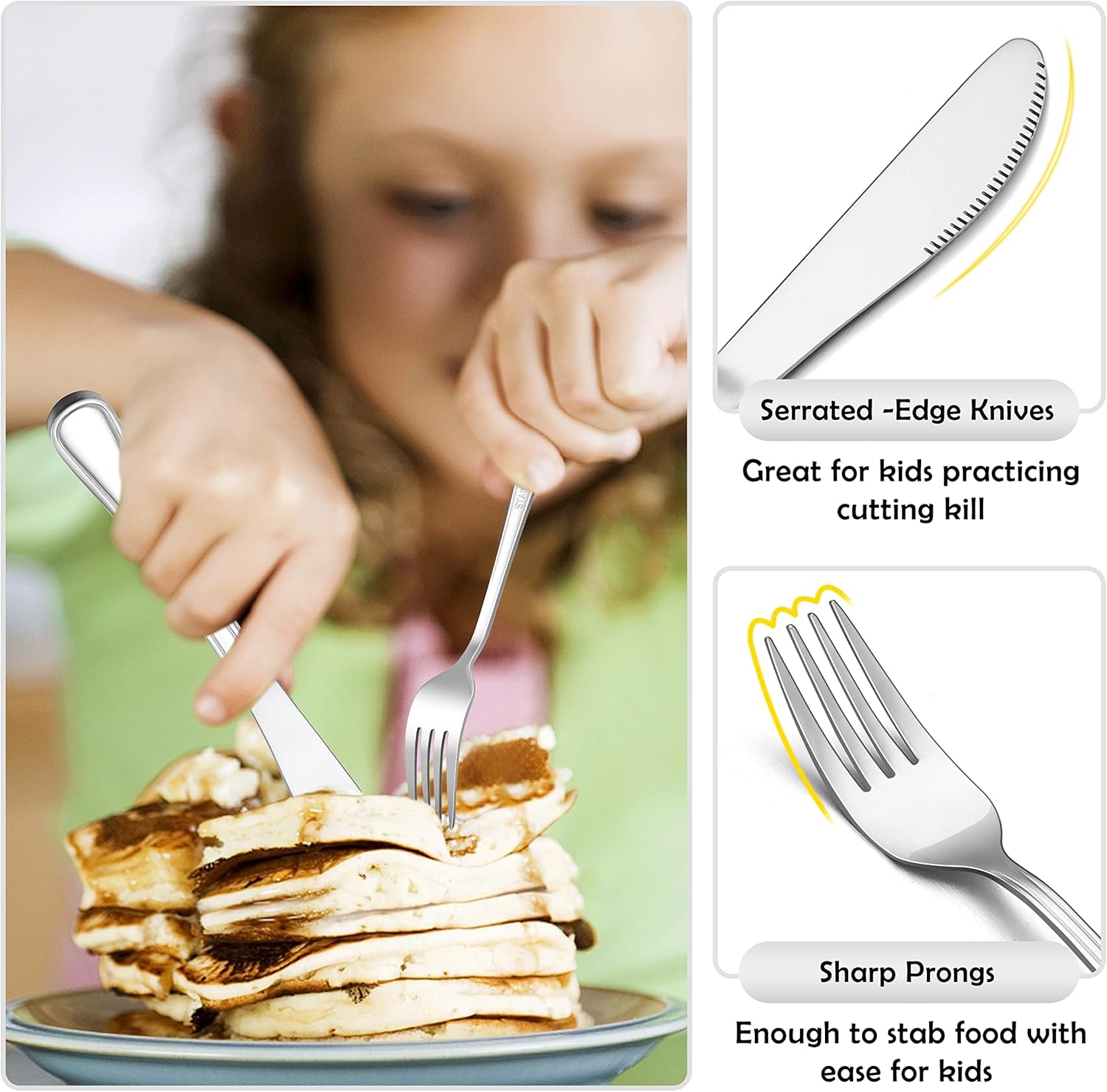 E-far 12-Piece Kids Stainless Steel Silverware Set for Kids