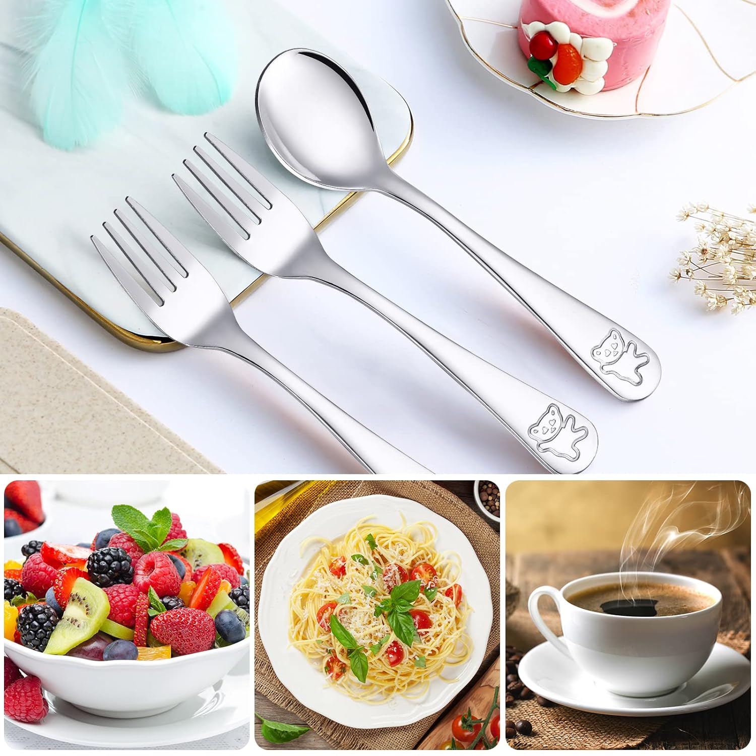 24-Piece Stainless Steel Flatware Set for Toddlers