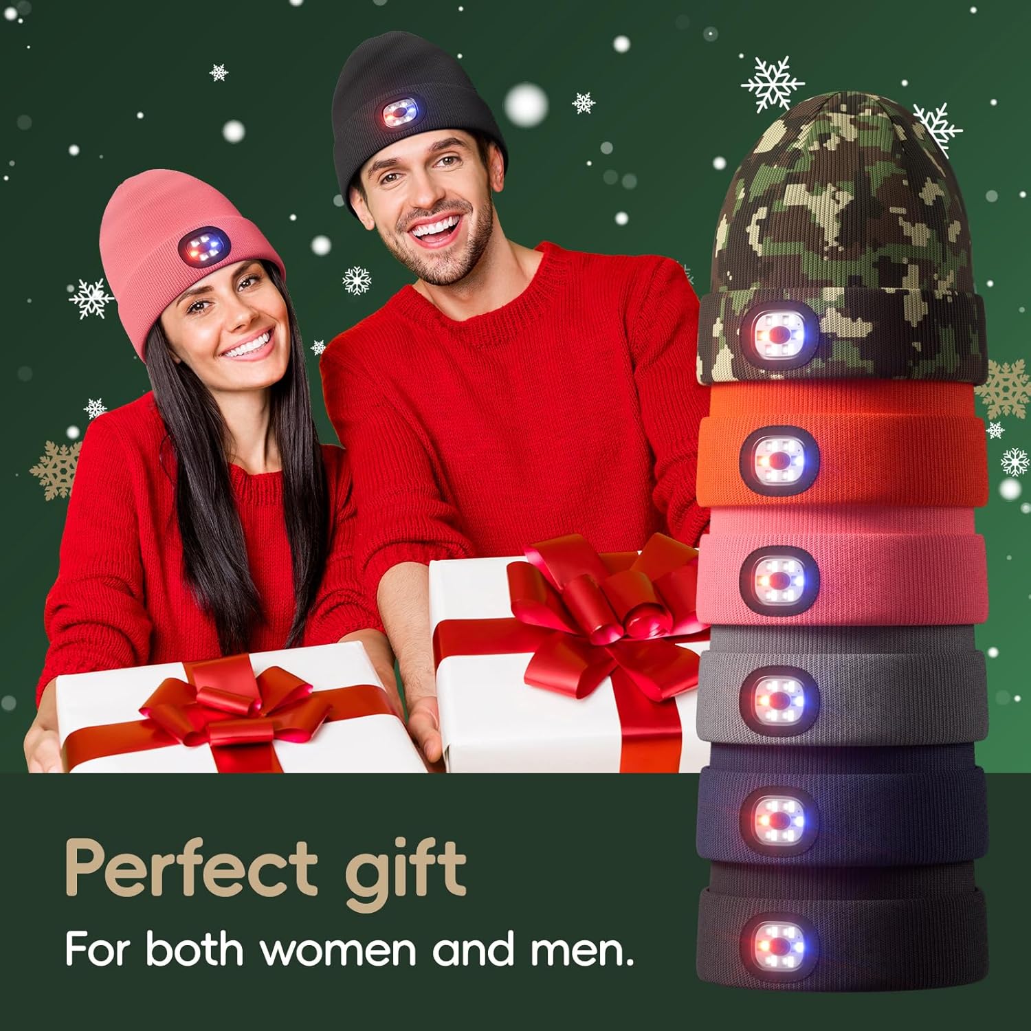 Olulse Unisex Beanie with LED Light Hands-Free Illumination