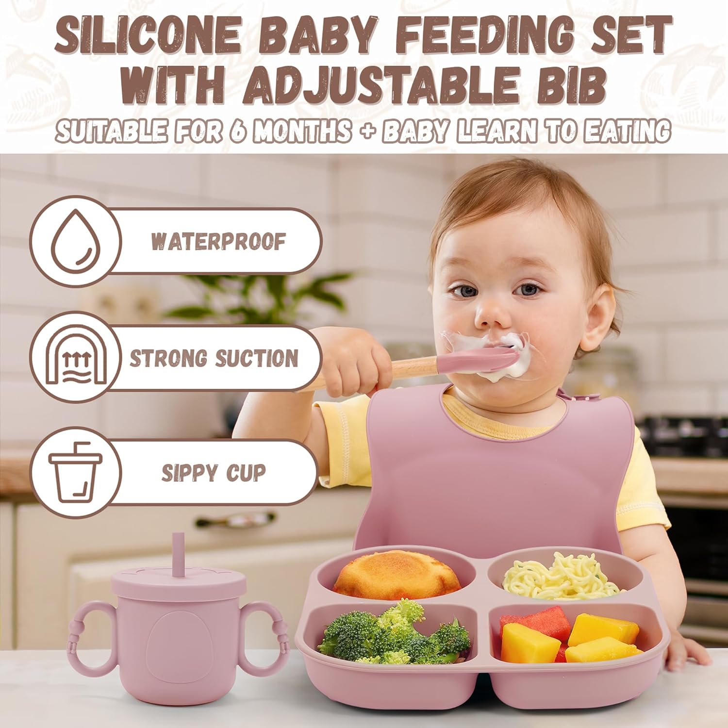MIICASA Silicone Baby Feeding Set 6-12 Months 1